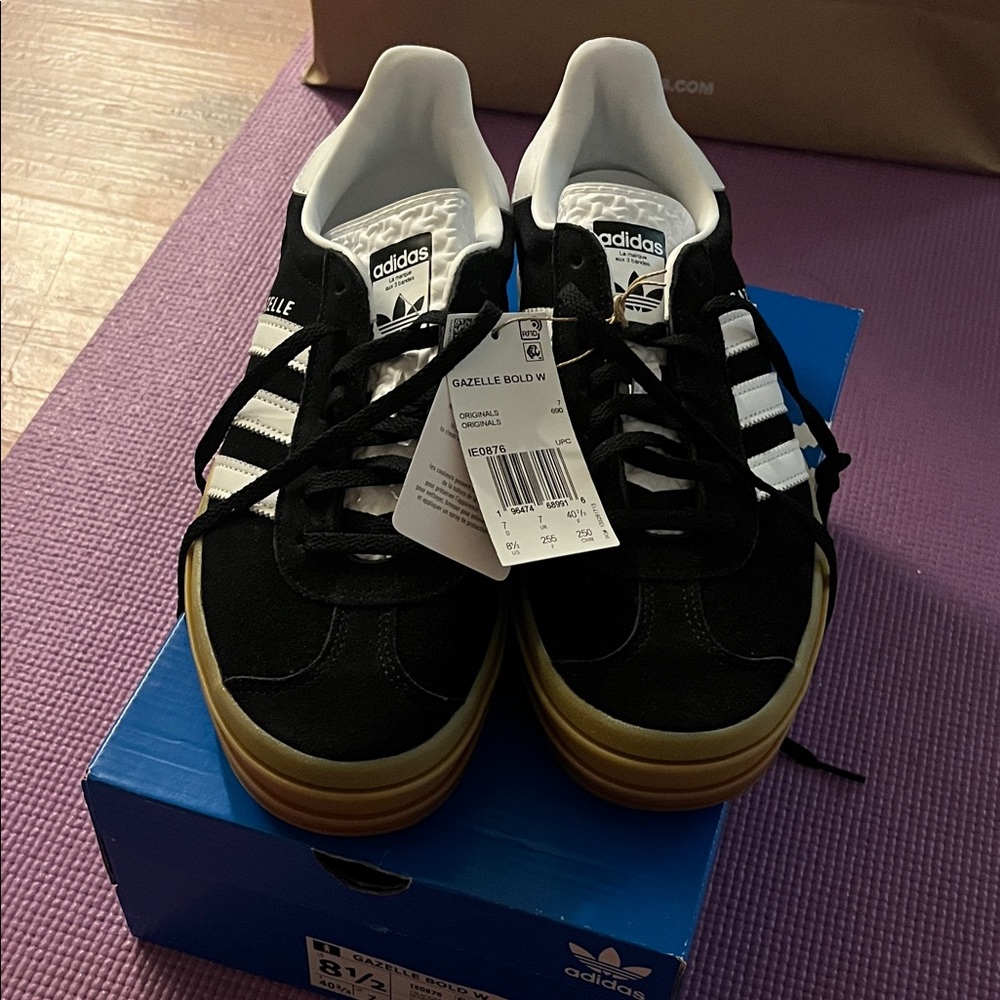 Adidas Gazelle Bold Black and White Sneakers